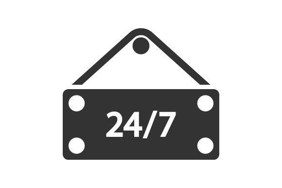 24 Hours Open Shop Icon Graphics