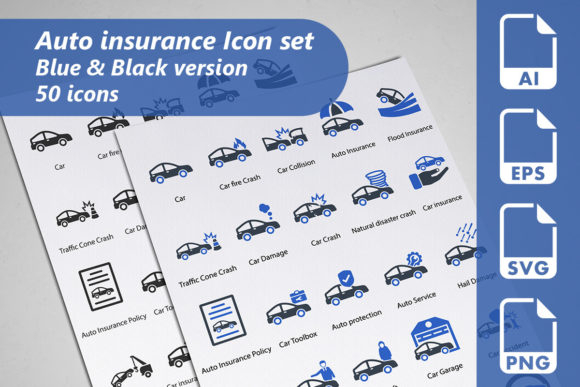 Auto Insurance Icon Set: Graphics and Icons