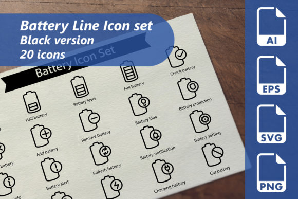 Battery Line Graphics & Icons for Crafters