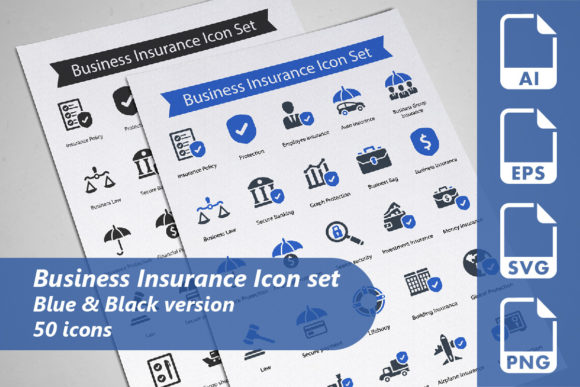 Business Insurance Icon Set: Graphics and Icons