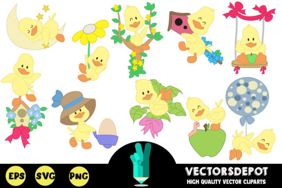 Cute Little Ducks Clipart for Graphics and Illustrations