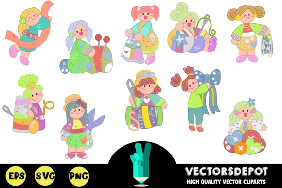 Cute Little Tailor Clipart: Graphics for Creative Sellers