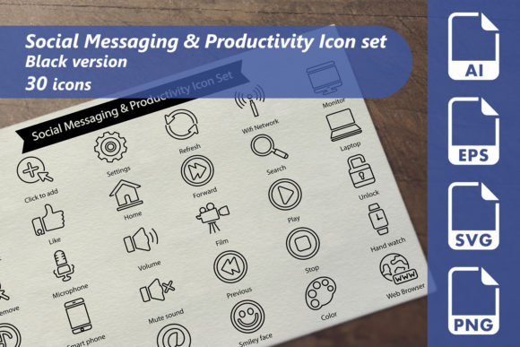 Social Messaging Line Icon Set